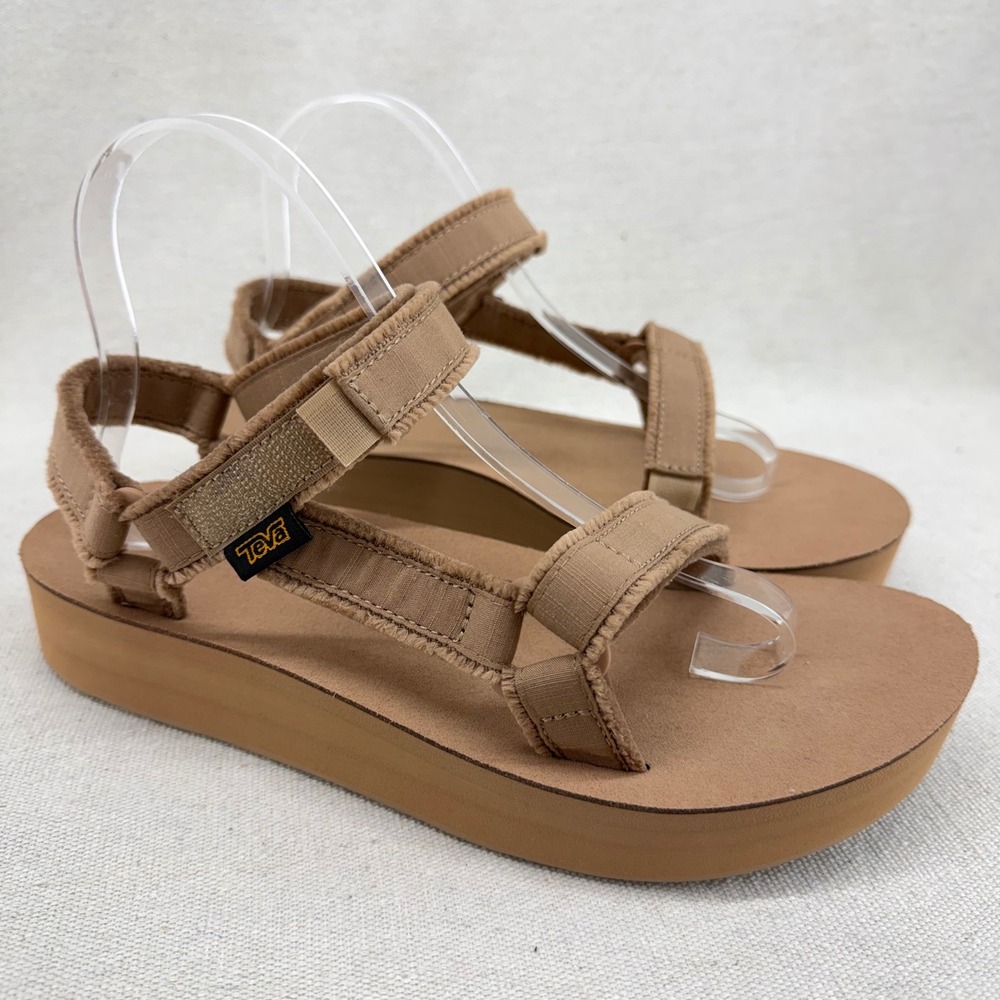 Teva Midform Universal Frayed Sesame Tan Flatform Sandals 1127570 Womens 8 - Picture 5 of 12
